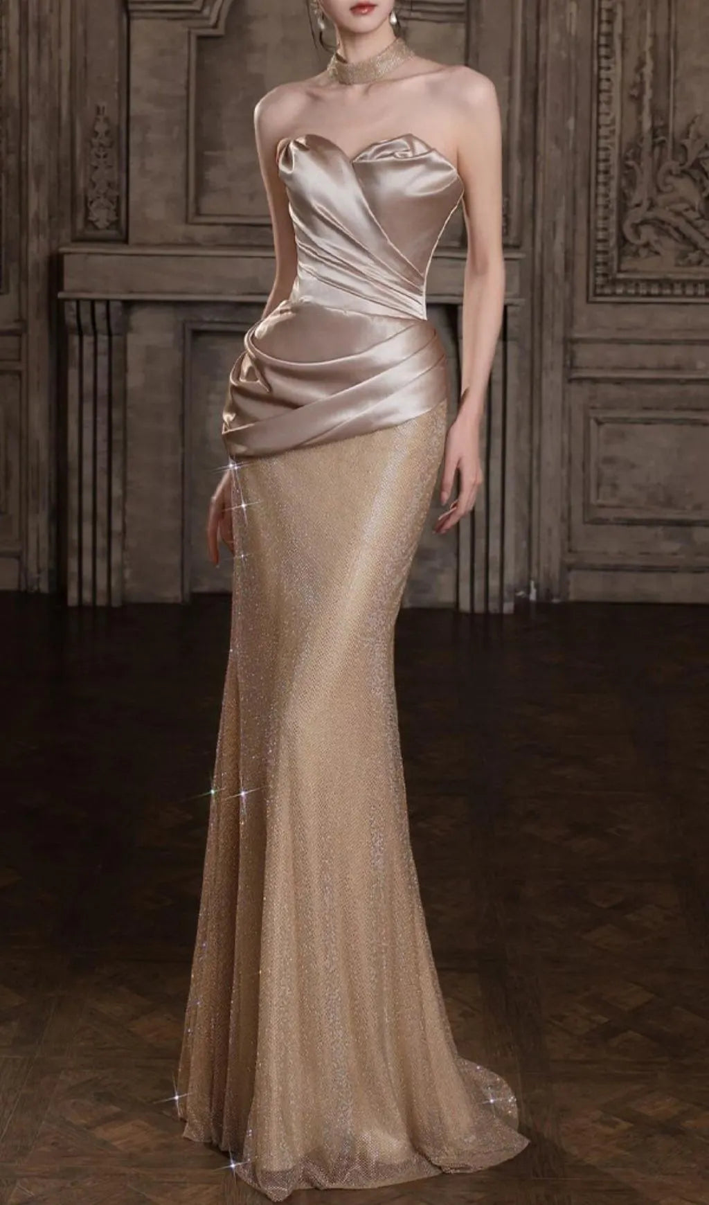 Kristine Strapless Ruched Maxi Dress Flowering Girl