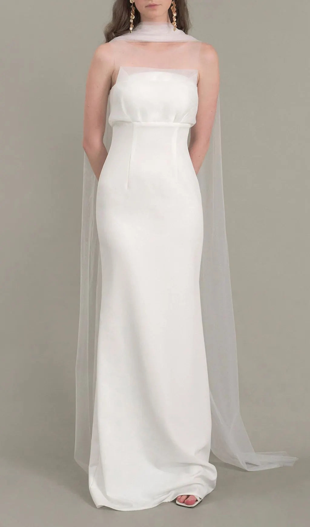 Jalene White Mesh Wedding Dress Flowering Girl