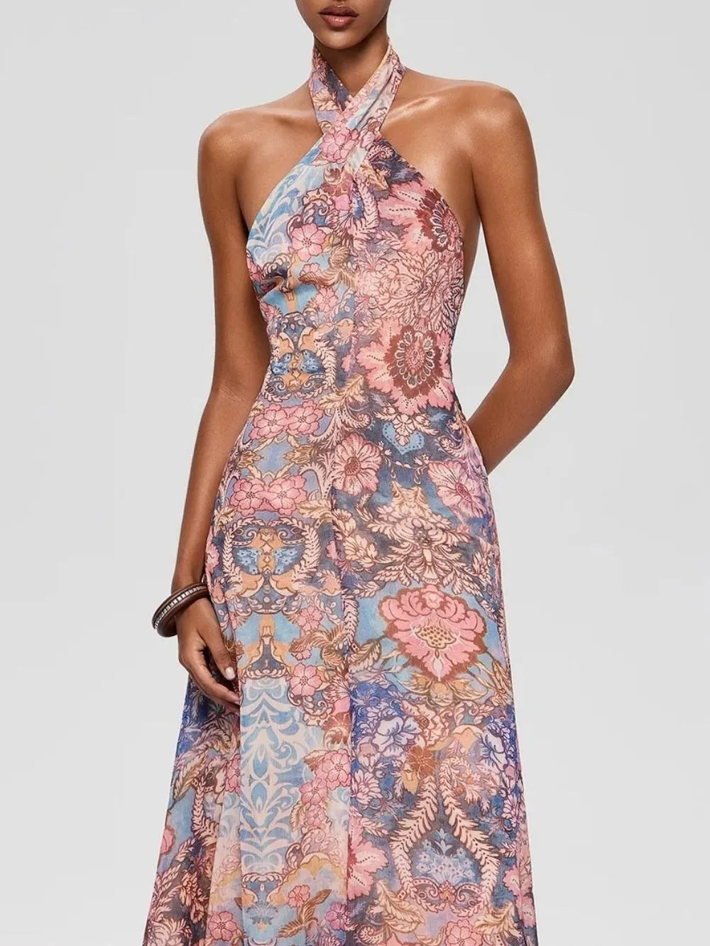 Foley Halterneck Printed Midi Dress Flowering Girl