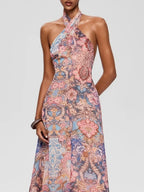 Foley Halterneck Printed Midi Dress Flowering Girl