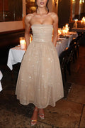 Marissa Midi Dress - Gold Sparkle Flowering Girl
