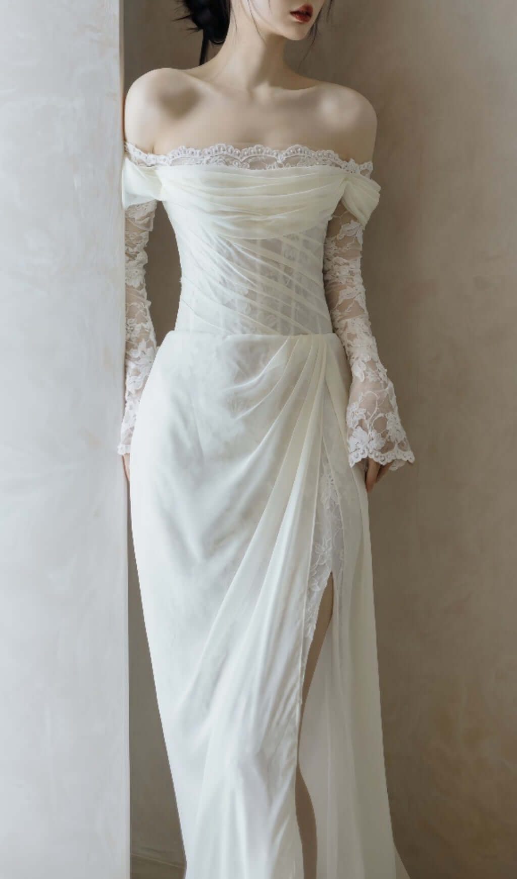 Avielle Mesh One Shoulder Wedding Dress Flowering Girl