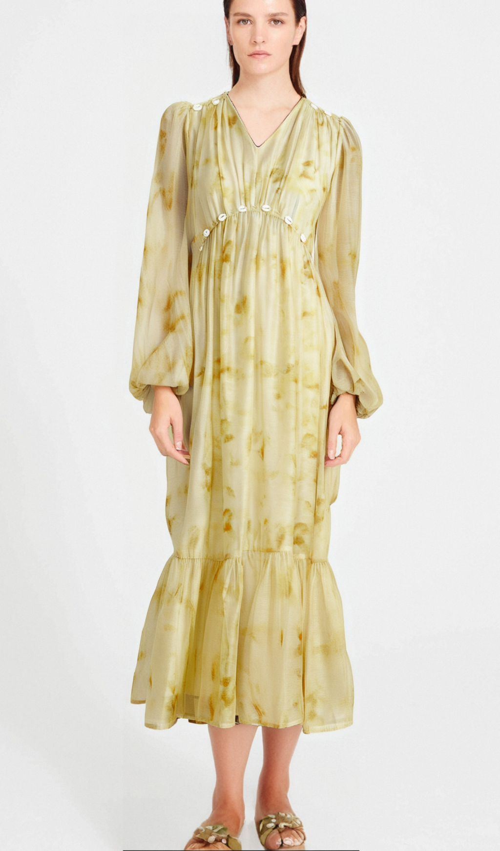 Vanessa shell-embellished tie-dye midi dress Flowering Girl