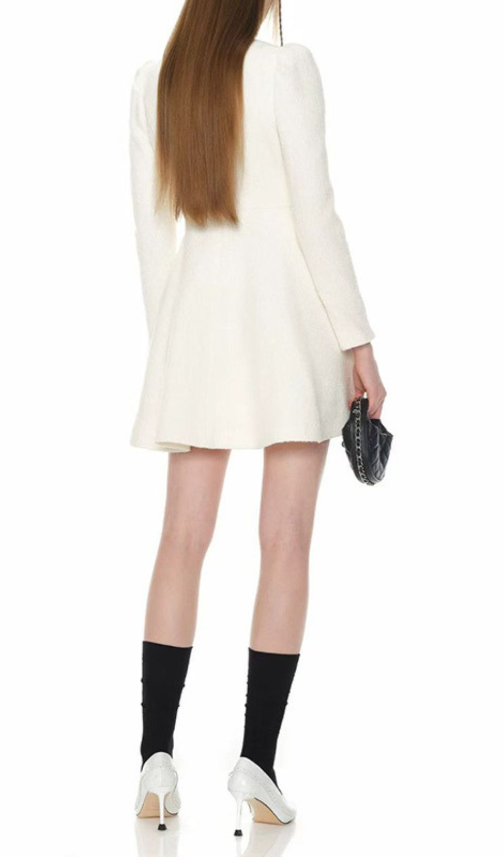 Italia White Bow Long Sleeve Mini Dress Flowering Girl