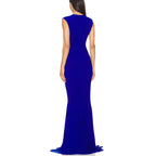 Sleeveless Deep V Neck Shirred Front Fishtail Gown Flowering Girl