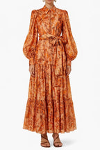 Kelly Printed Balloon Sleeve Maxi Dress Flowering Girl