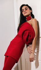 Cascada Red Strapless Flower Mini Dress Flowering Girl