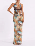 Qyronel Cowl Neck Leopard Skirt Set Flowering Girl
