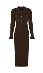Jacek Long Sleeve Knit Midi Dress Flowering Girl