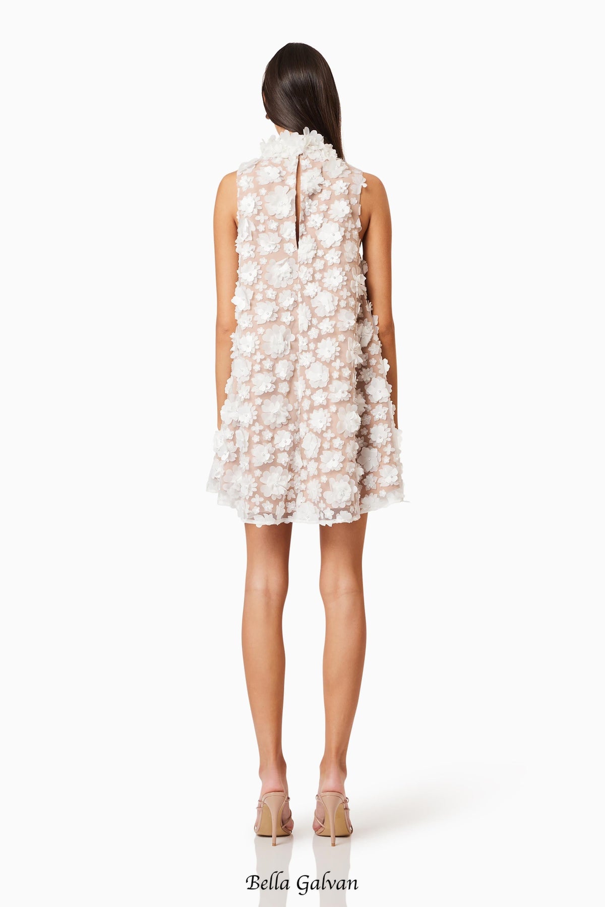 3d floral bluebell Trapeze Dress in white Flowering Girl