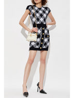 Button-Embellished Plaid Texture Mini Dress Flowering Girl