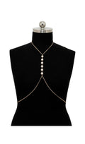 Pearl Crossover Chest Body Chain In Gold Flowering Girl