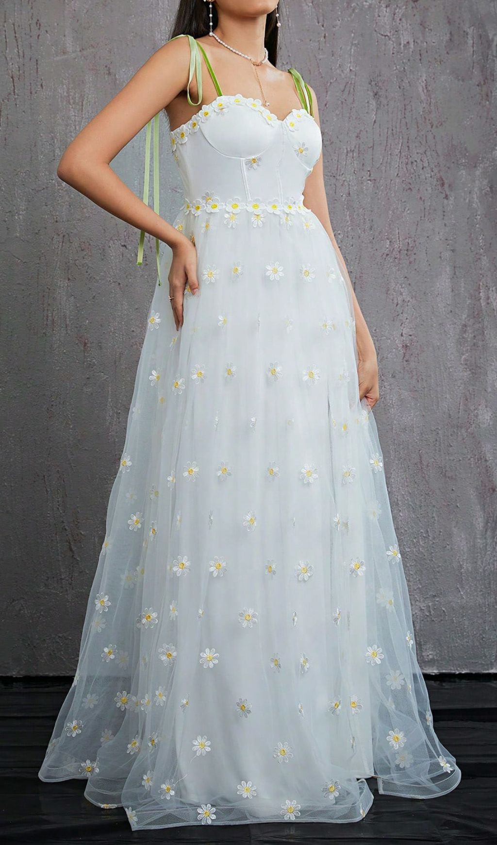 Hisayo White Flower Embellished Maxi Dress Flowering Girl
