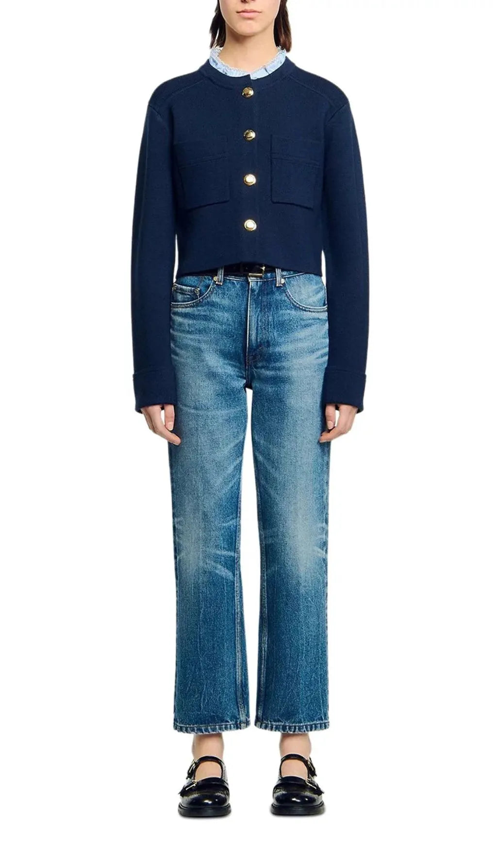 Ruffled Collar Cardigan Flowering Girl