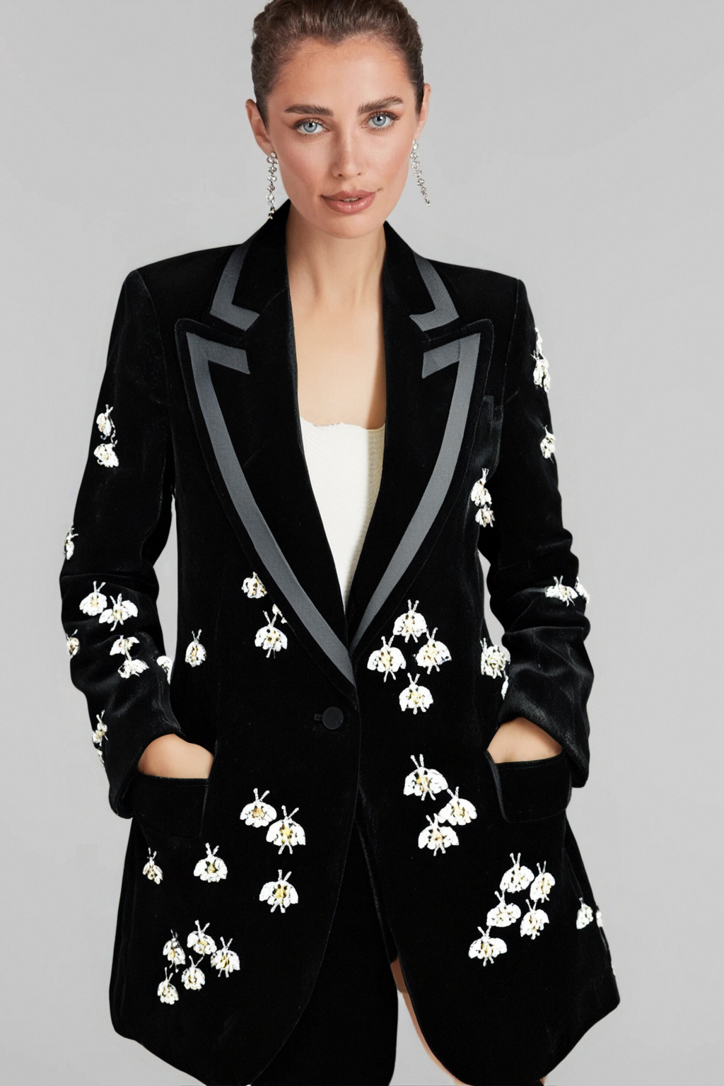 Sibyl Black Bee Diamond Blazer Mini Dress Flowering Girl