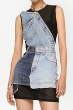 Rory Patchwork Denim Mini Dress Flowering Girl
