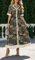 Macadrian Printed Maxi Dress Flowering Girl