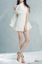 Calwa Asymmetric One Shoulder Flare Mini Dress Flowering Girl