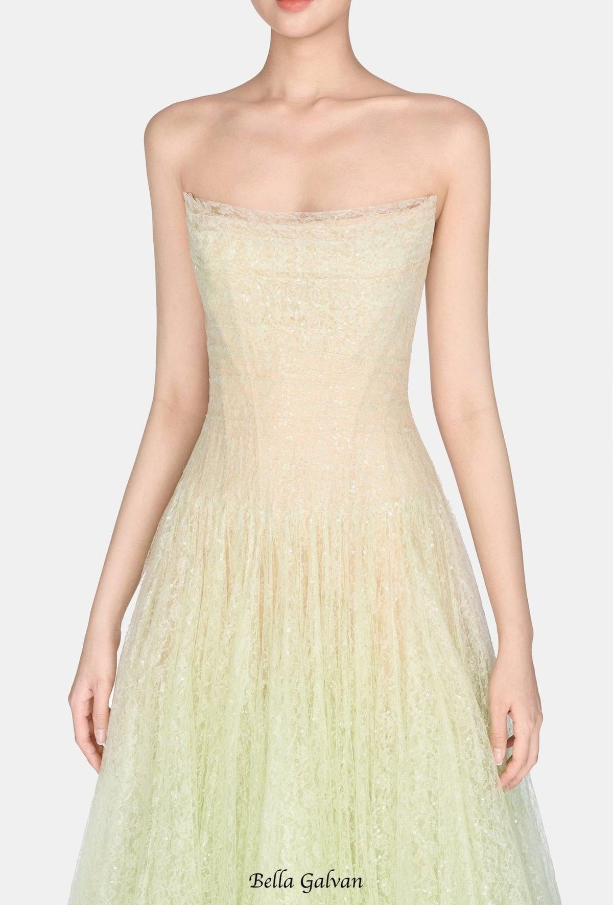 carol Draped Lace Maxi Dress in Mint Flowering Girl