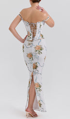 Isabeau Strappy Floral Corset Maxi Dress Flowering Girl