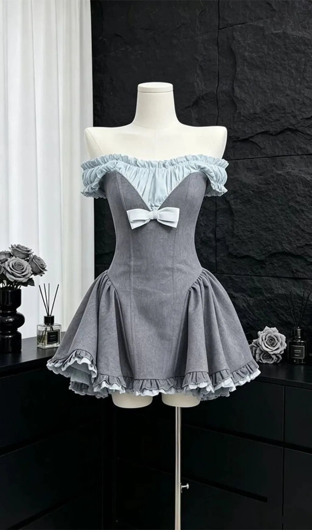 Liloo Off-Shoulder Bow Mini Dress Flowering Girl