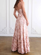 Floral Frill Split Maxi Dress Flowering Girl