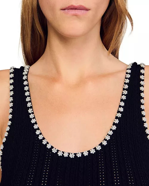 Roberta Beaded Maxi Dress In Black Flowering Girl
