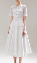 Lashunay Lace Belt Midi Dress Flowering Girl