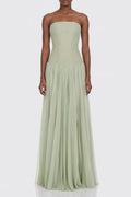 Strapless Corset Pleated Chiffon Maxi Gown Flowering Girl