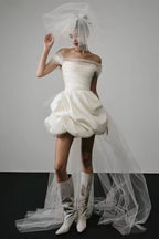 Keira Strapless Mini Dress In White Flowering Girl