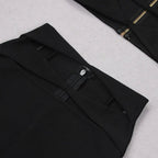 Cutout Two Pieces Suit In Black Flowering Girl