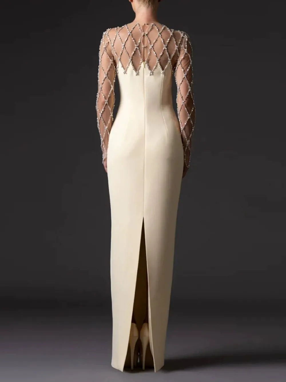 Jervan Crystal Mesh Maxi Dress Flowering Girl