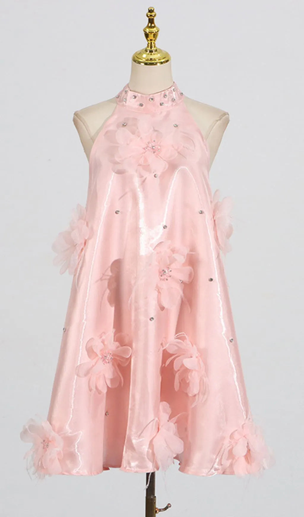 Dusty Halter Flower Mini Dress Flowering Girl