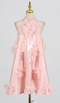 Dusty Halter Flower Mini Dress Flowering Girl