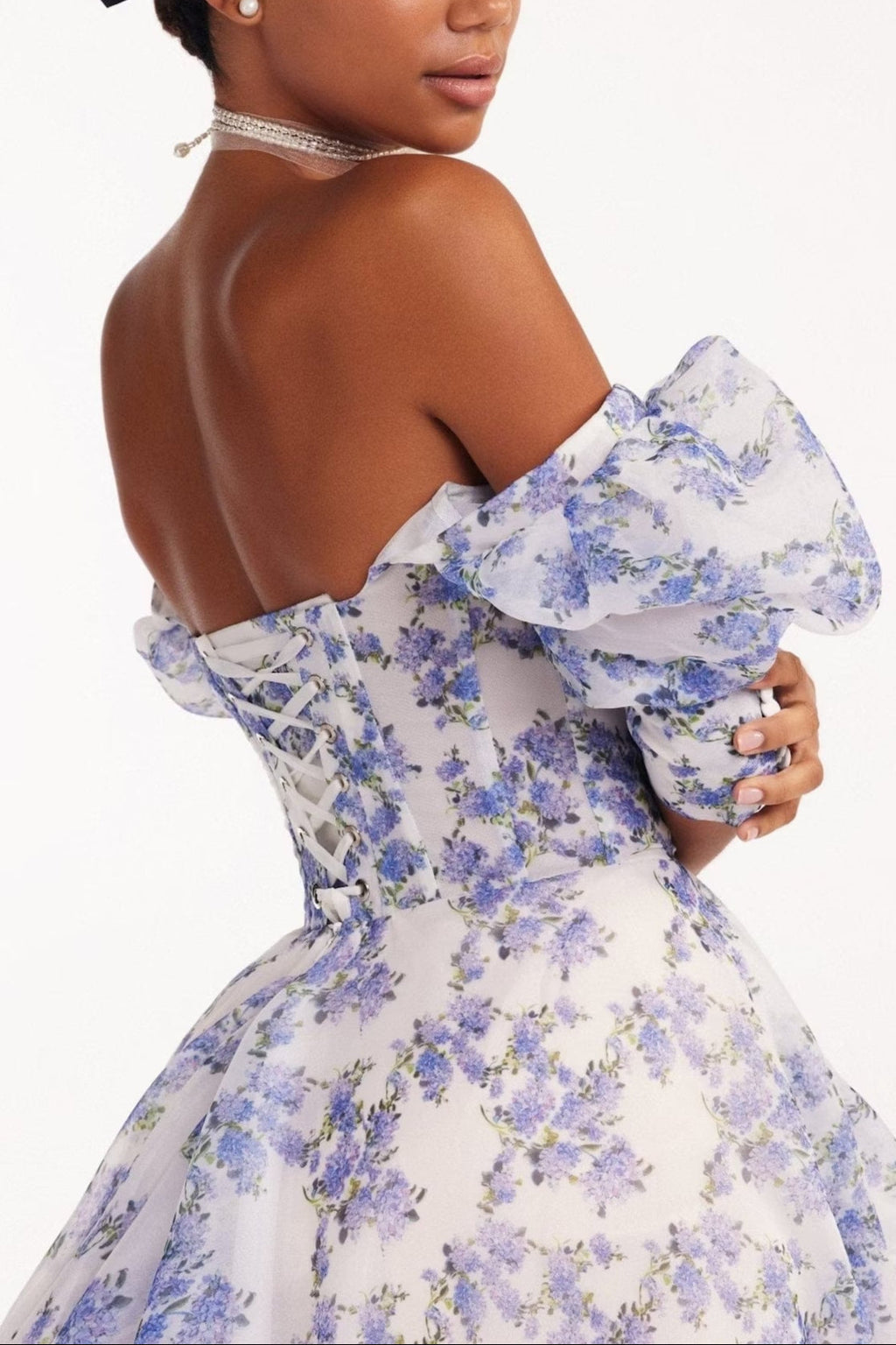 Blue Hydrangea Maxi Princess Dress Flowering Girl