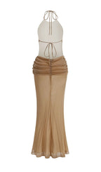 Ketaki Halter Ruched Maxi Dress Flowering Girl
