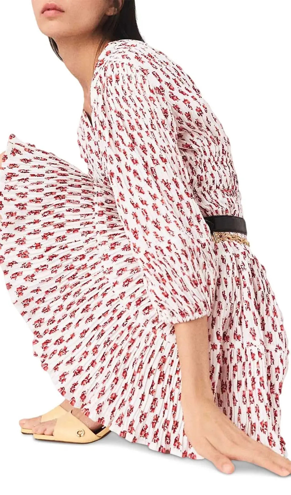 Printed Pleated Dress Flowering Girl