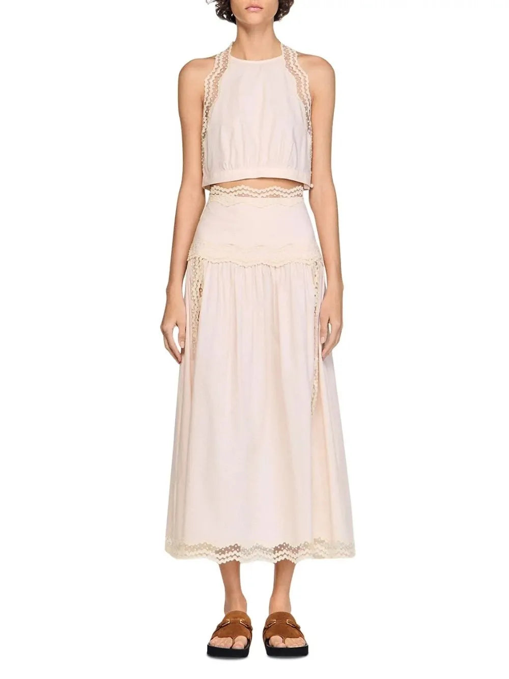 Cotton Crop Top with Lace Trim Flowering Girl