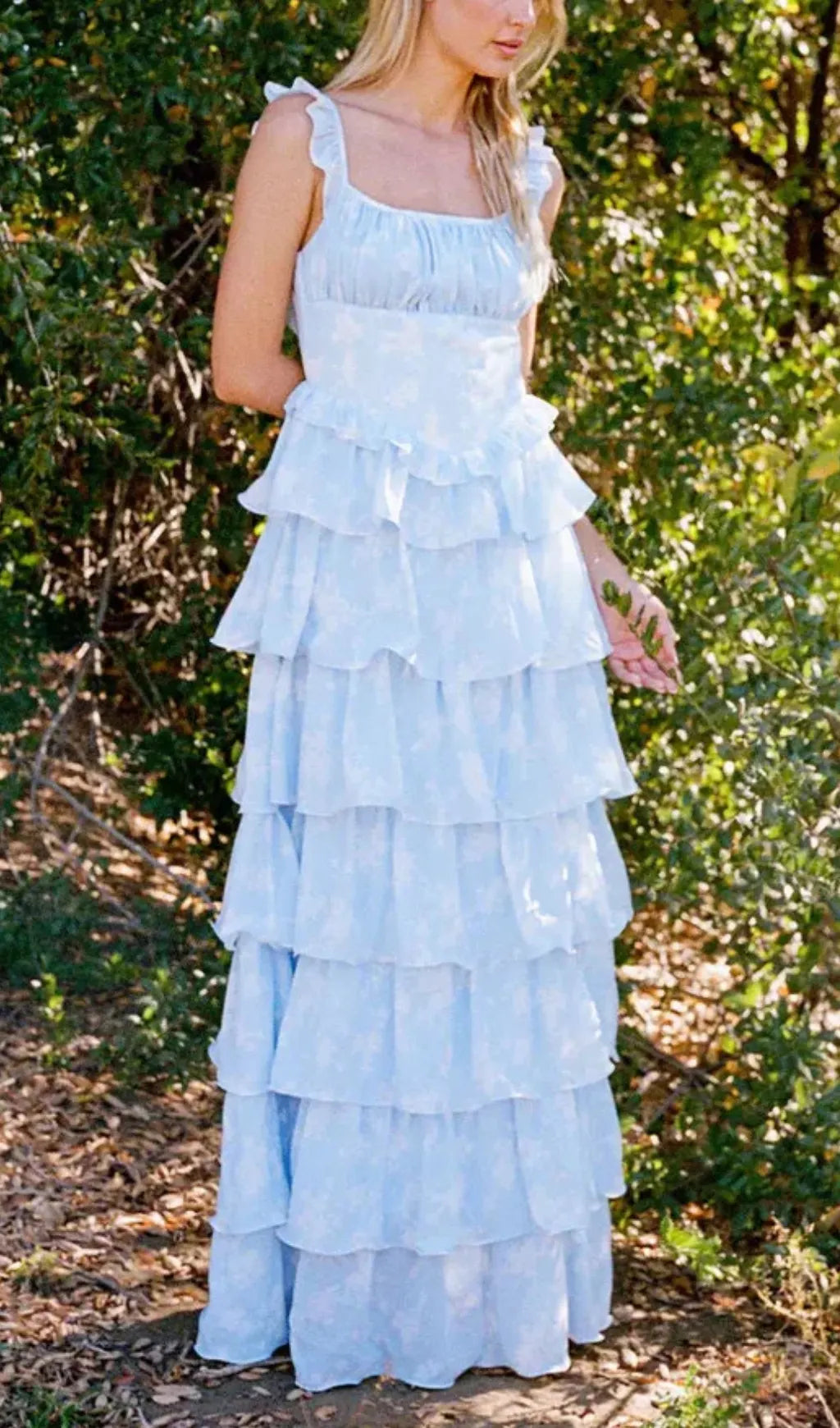 Eulalia Blue Printed Layered Maxi Dress Flowering Girl