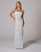 Floral Lace Back Maxi Dress -White Flowering Girl