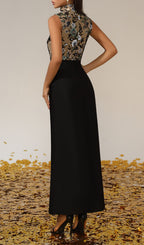 Germán Sleeveless Flower Sequin Maxi Dress Flowering Girl