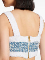 BLUE TWEED CROP TOP Flowering Girl