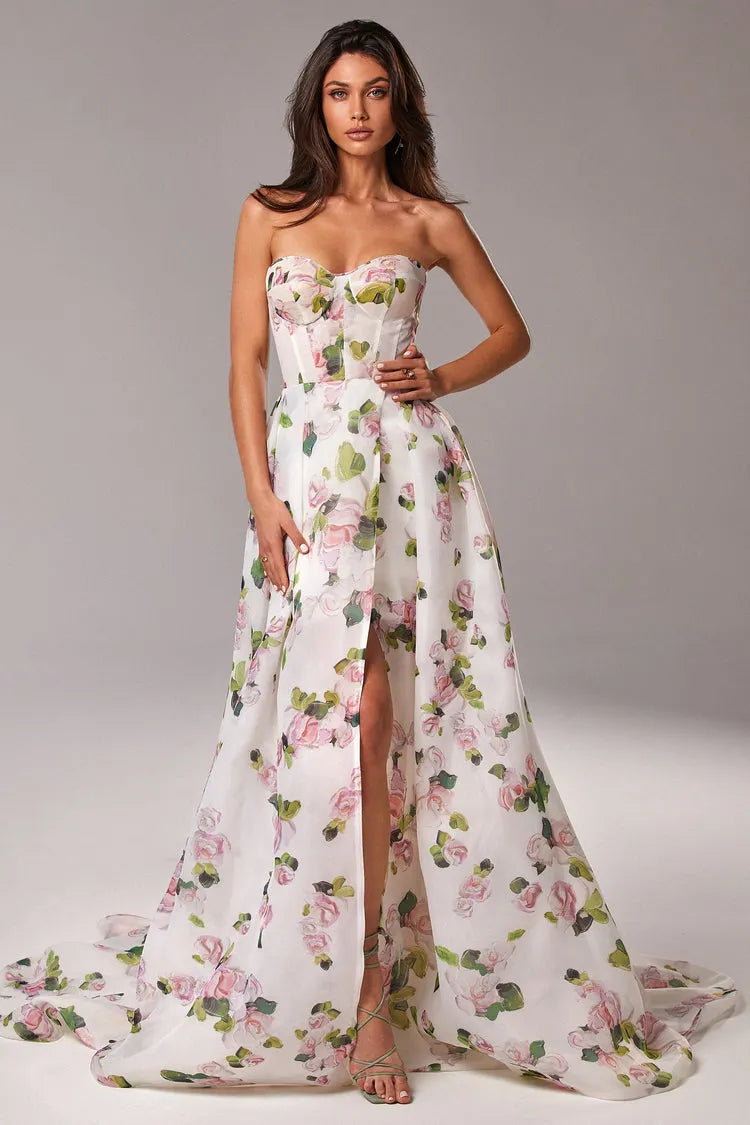 Trinity Printed Strapless Maxi Dress Flowering Girl