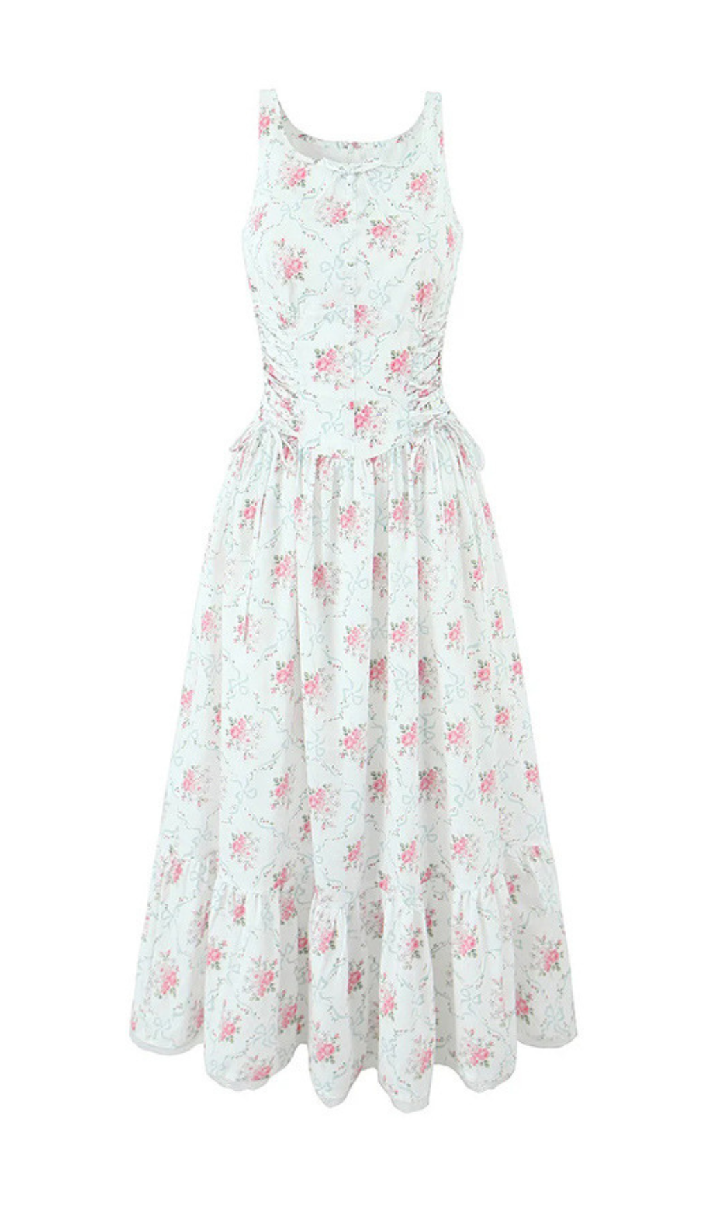 Haruhi Sleeveless Floral Midi Dress Flowering Girl
