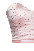 Pink Strapless Satin Bodycon Mini Dress Flowering Girl