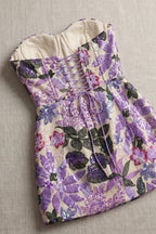 Purple Embroidered Mesh Overlay A-Line Mini Dress Flowering Girl