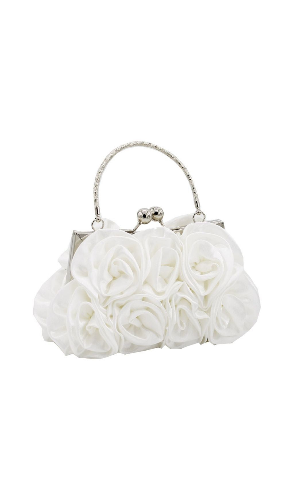 Adahy Flower Satin Bag In White Flowering Girl