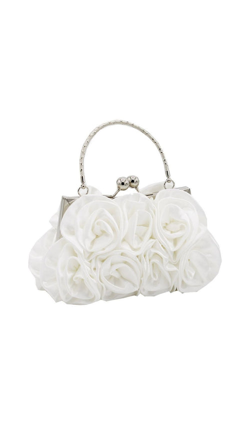 Adahy Flower Satin Bag In White Flowering Girl