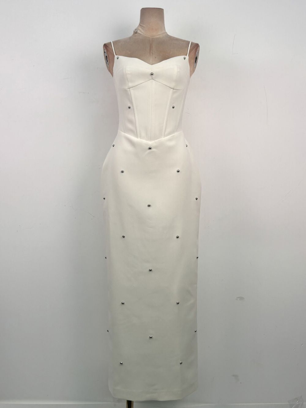 Michal White Spaghetti Corset Maxi Dress Flowering Girl