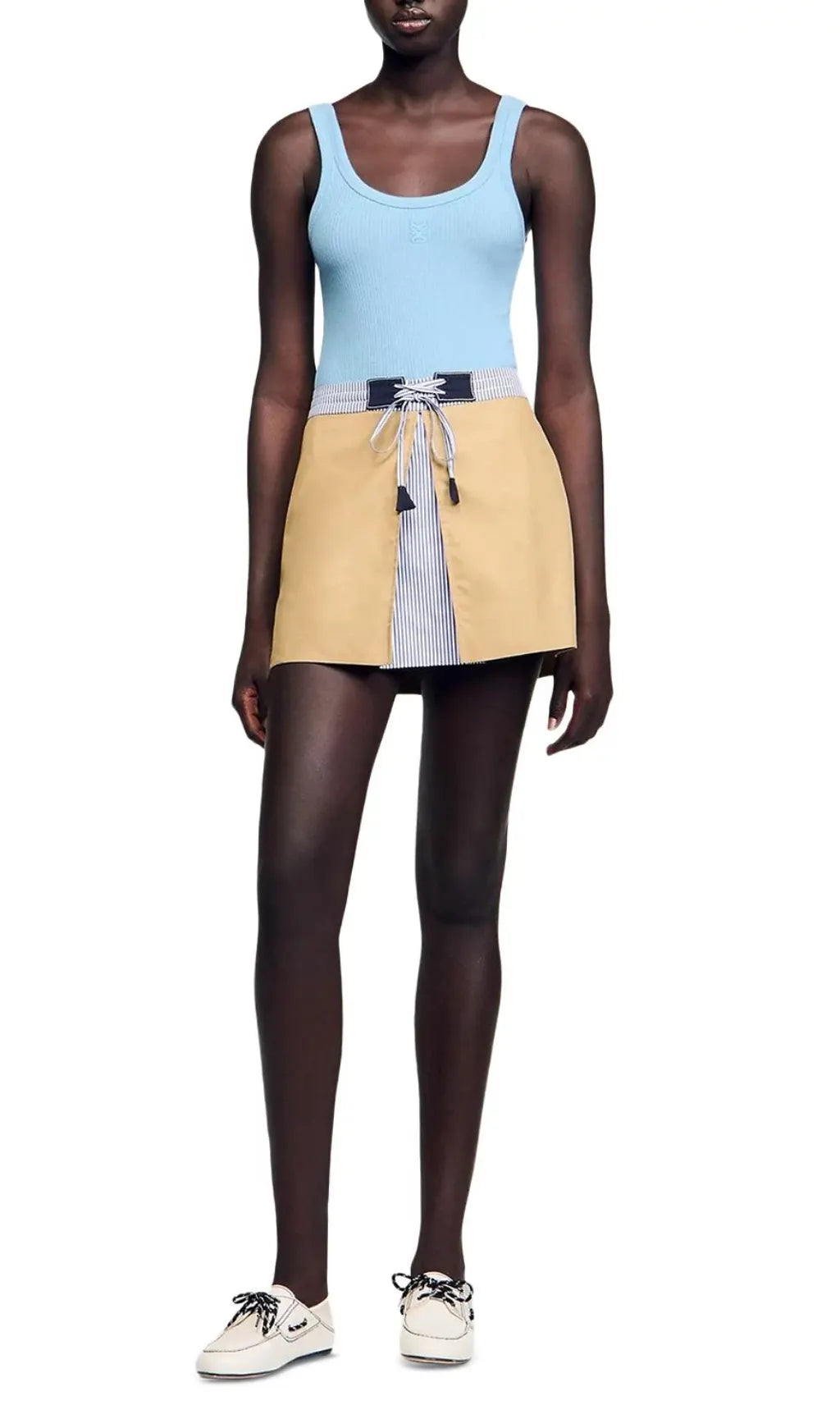 Short Dual Material Skirt Flowering Girl